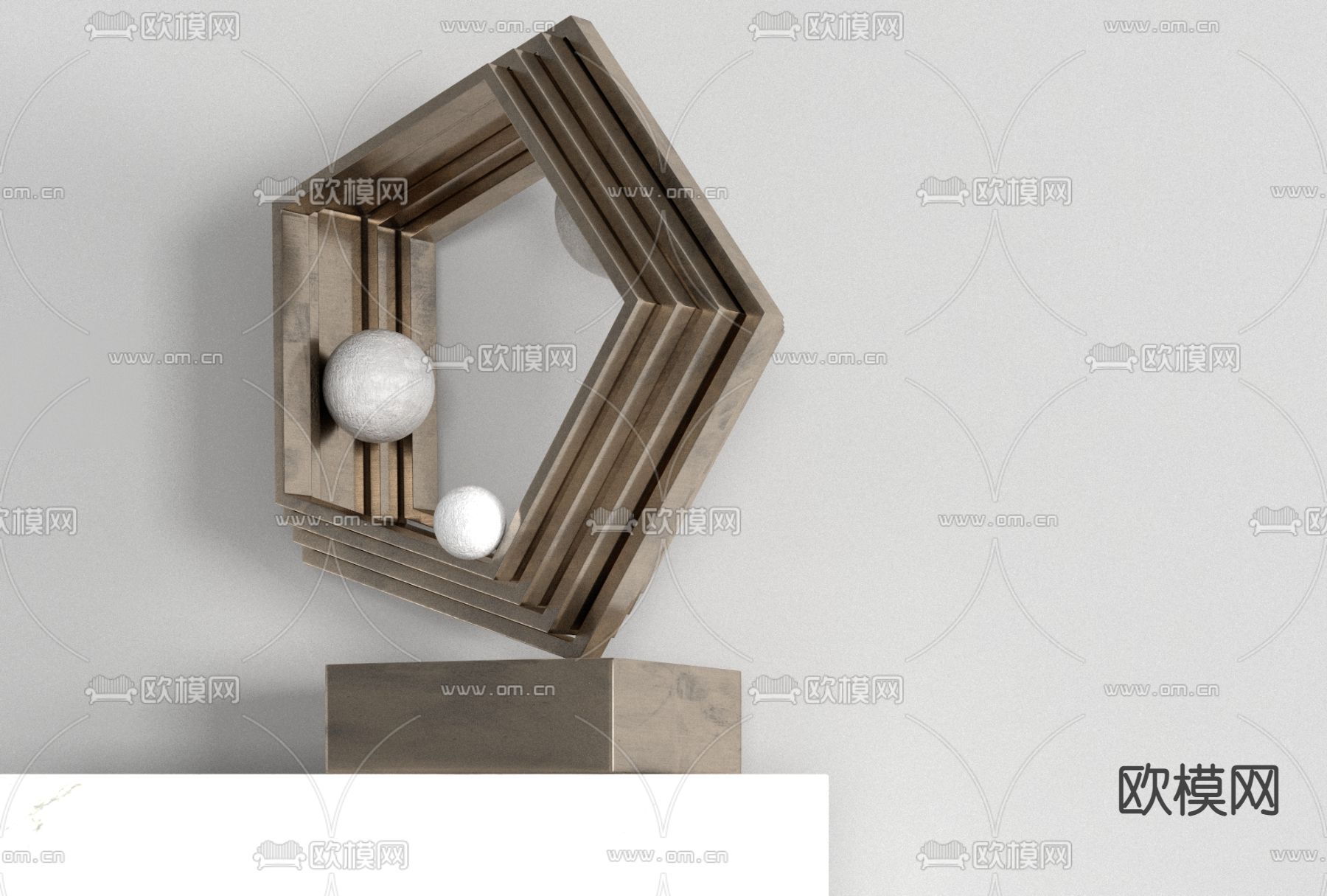 现代陈设金属雕塑免费3d模型下载