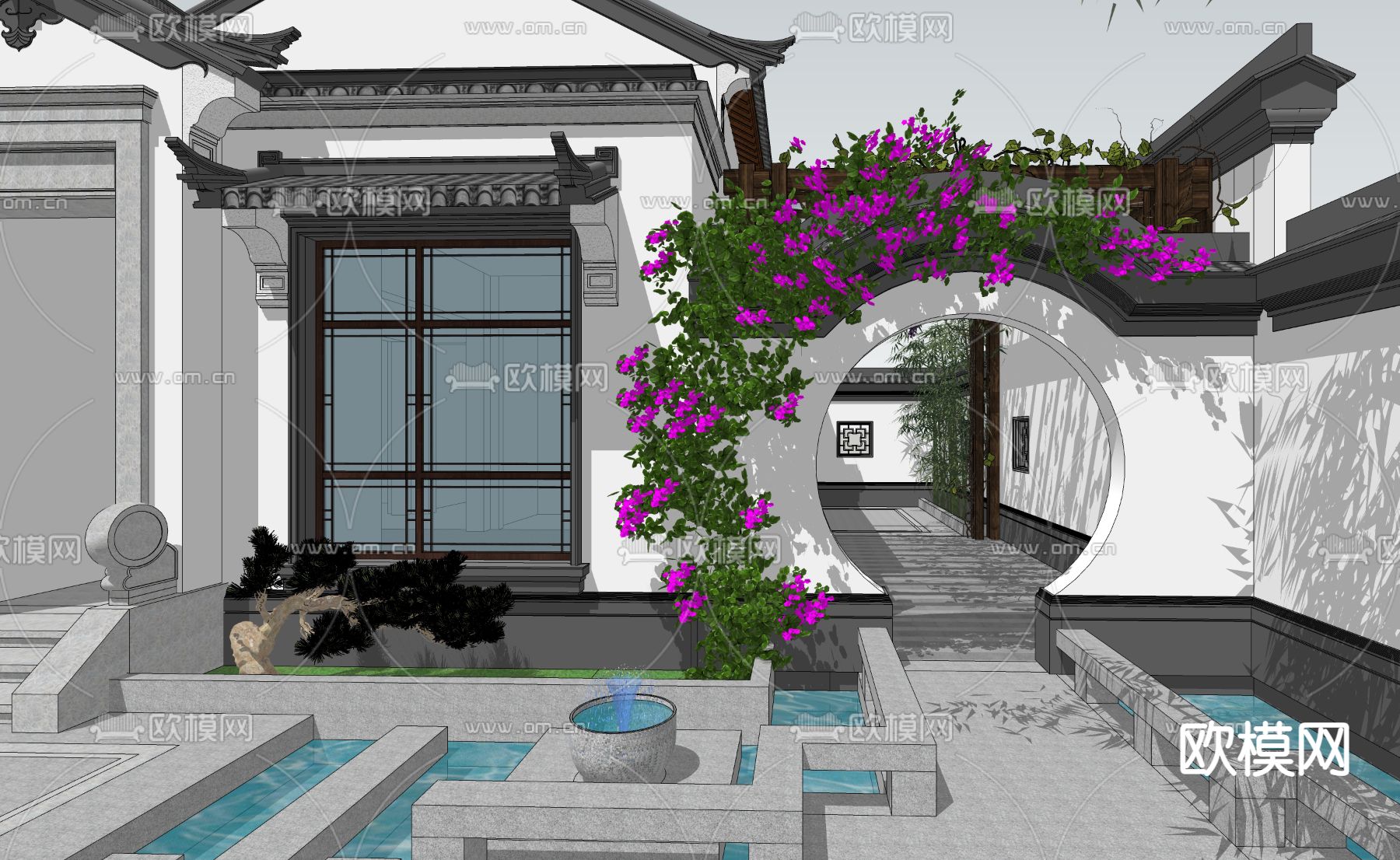 中式别墅su模型下载（渲染图5）