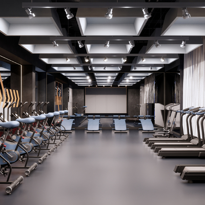  现代健身房su模型 