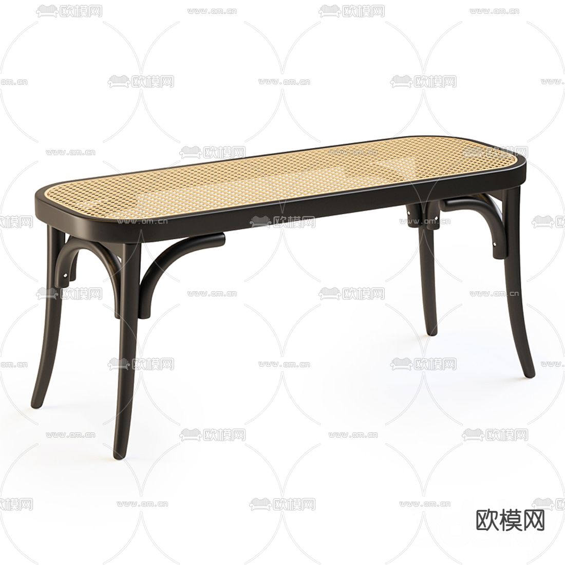 现代编藤长凳3d模型下载（渲染图1）
