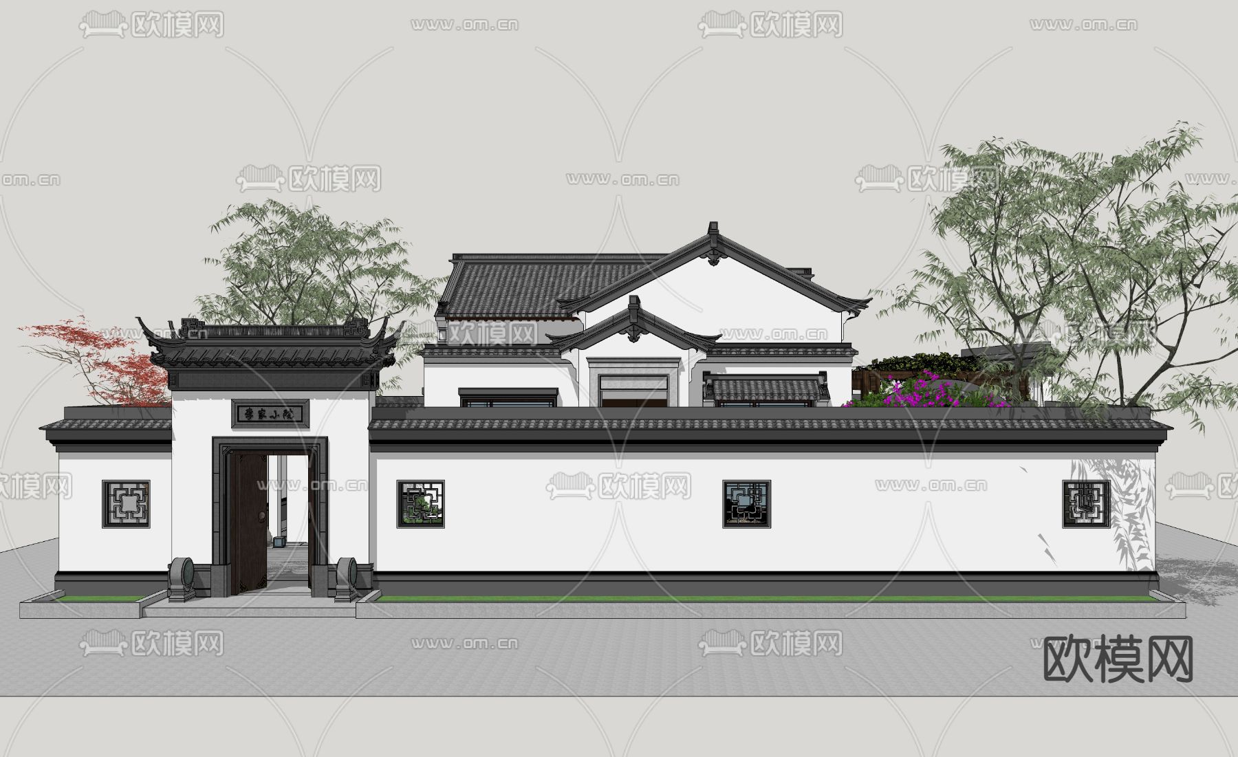 中式别墅su模型下载（渲染图1）