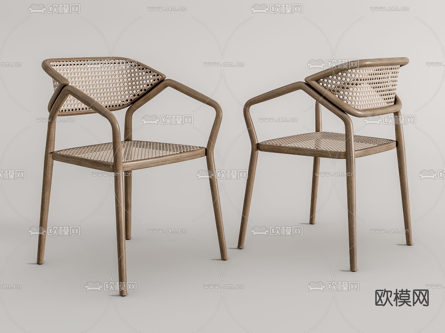 侘寂实木单椅su模型