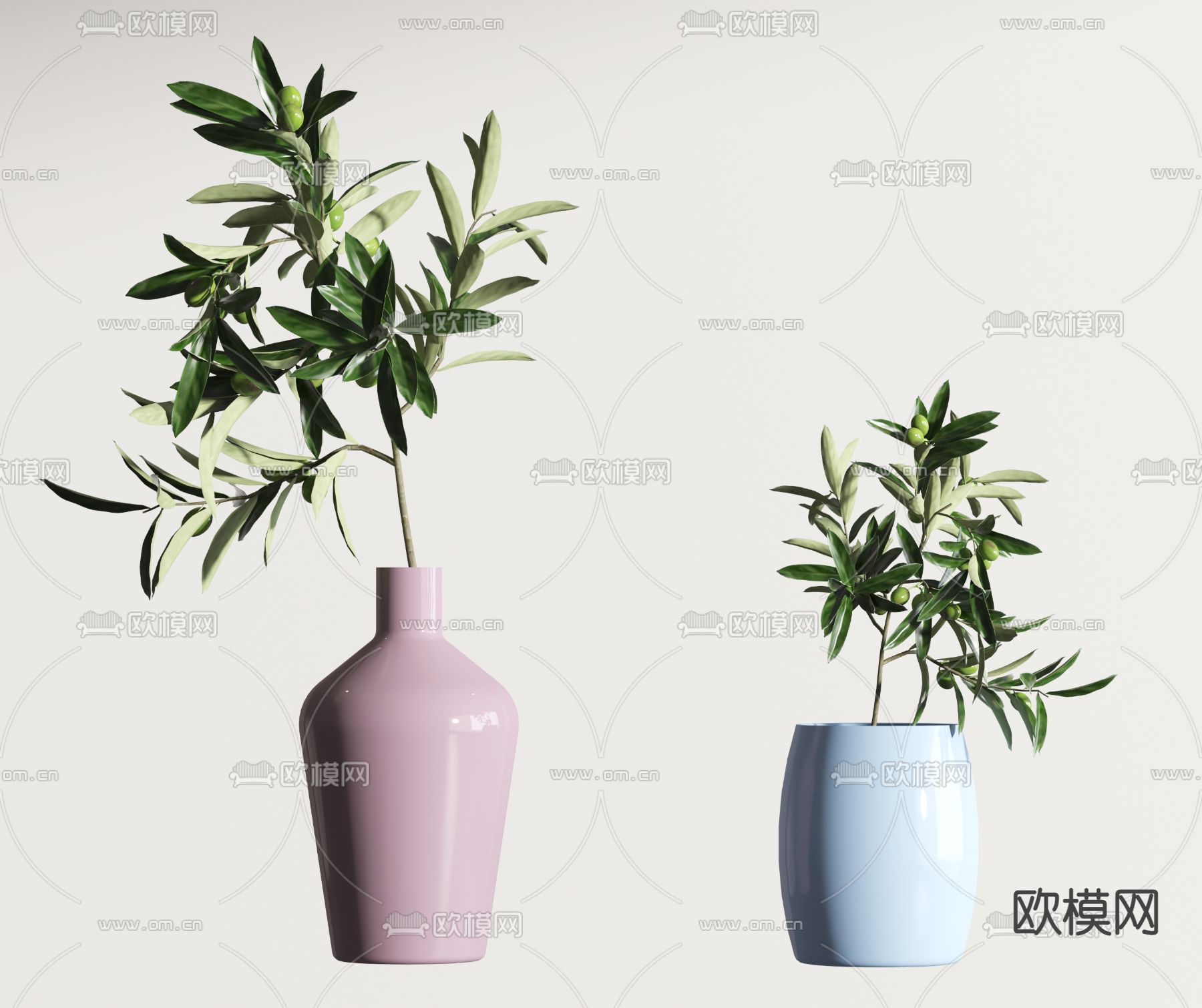 现代陶瓷插花花瓶3d模型