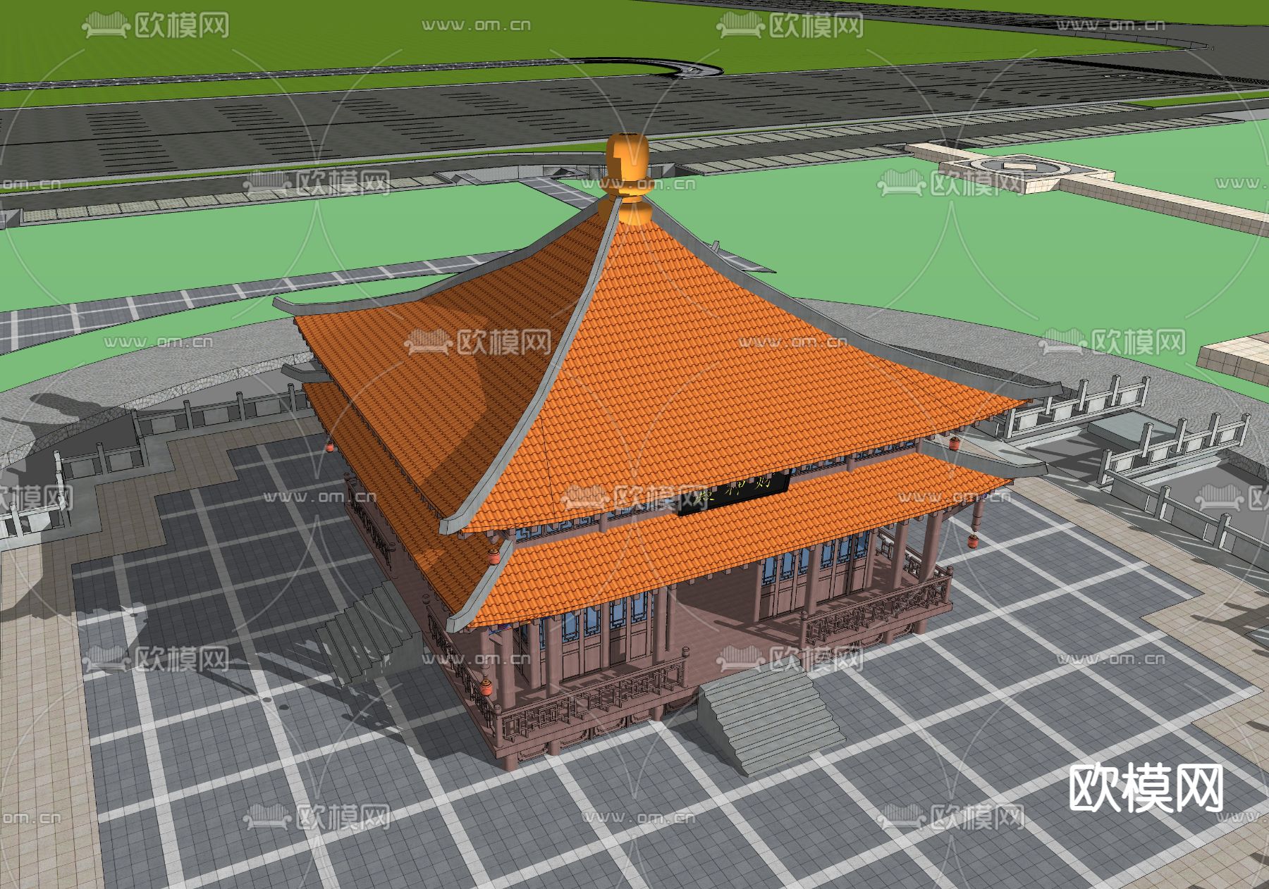 中式古建su模型下载（渲染图2）