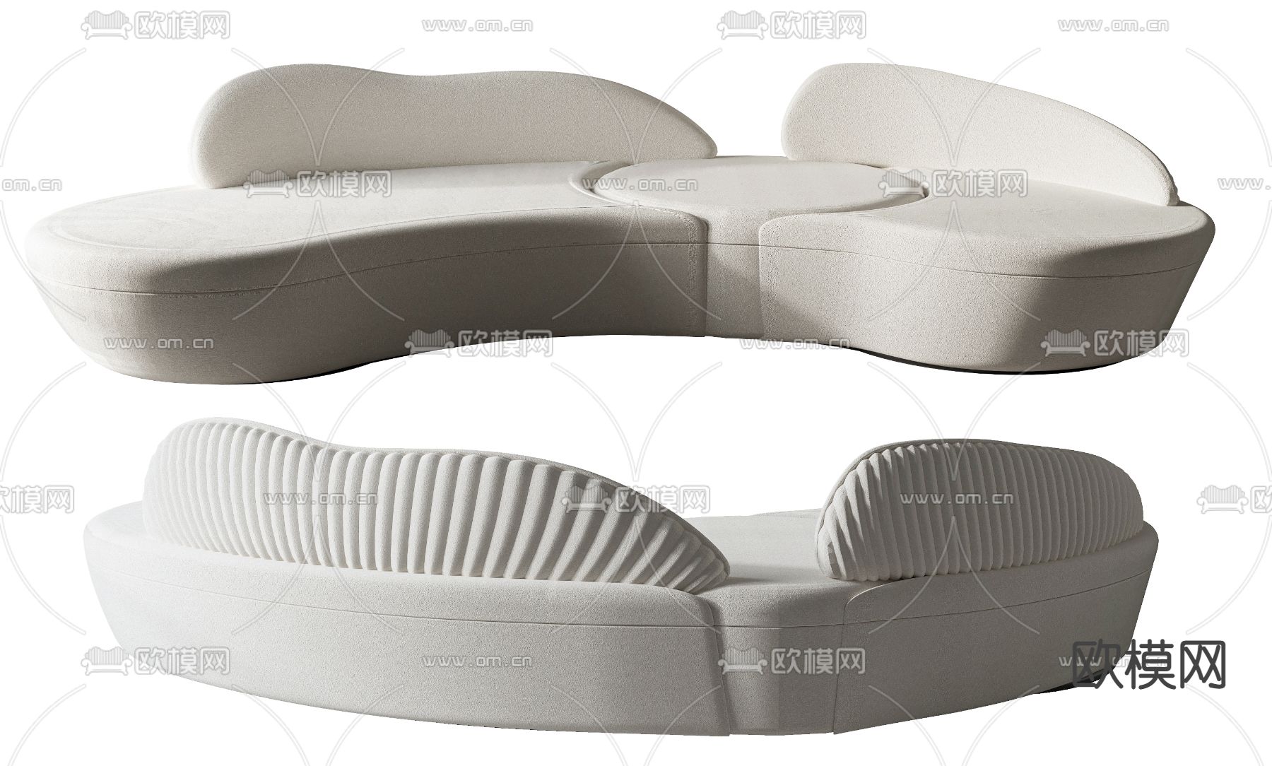 现代布艺弧形沙发3d模型下载