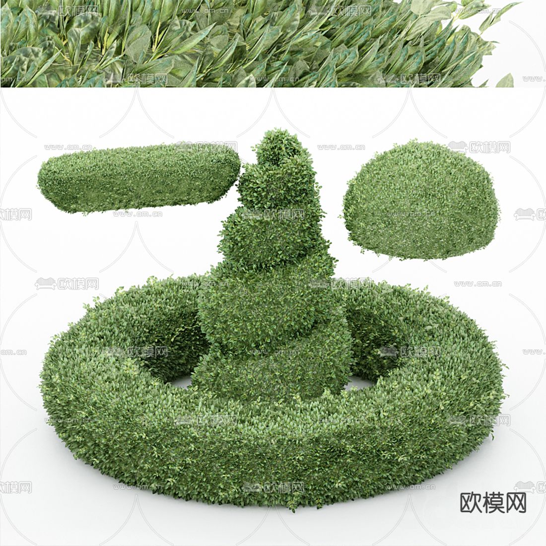 现代圆形灌木园艺小品3d模型下载（渲染图1）