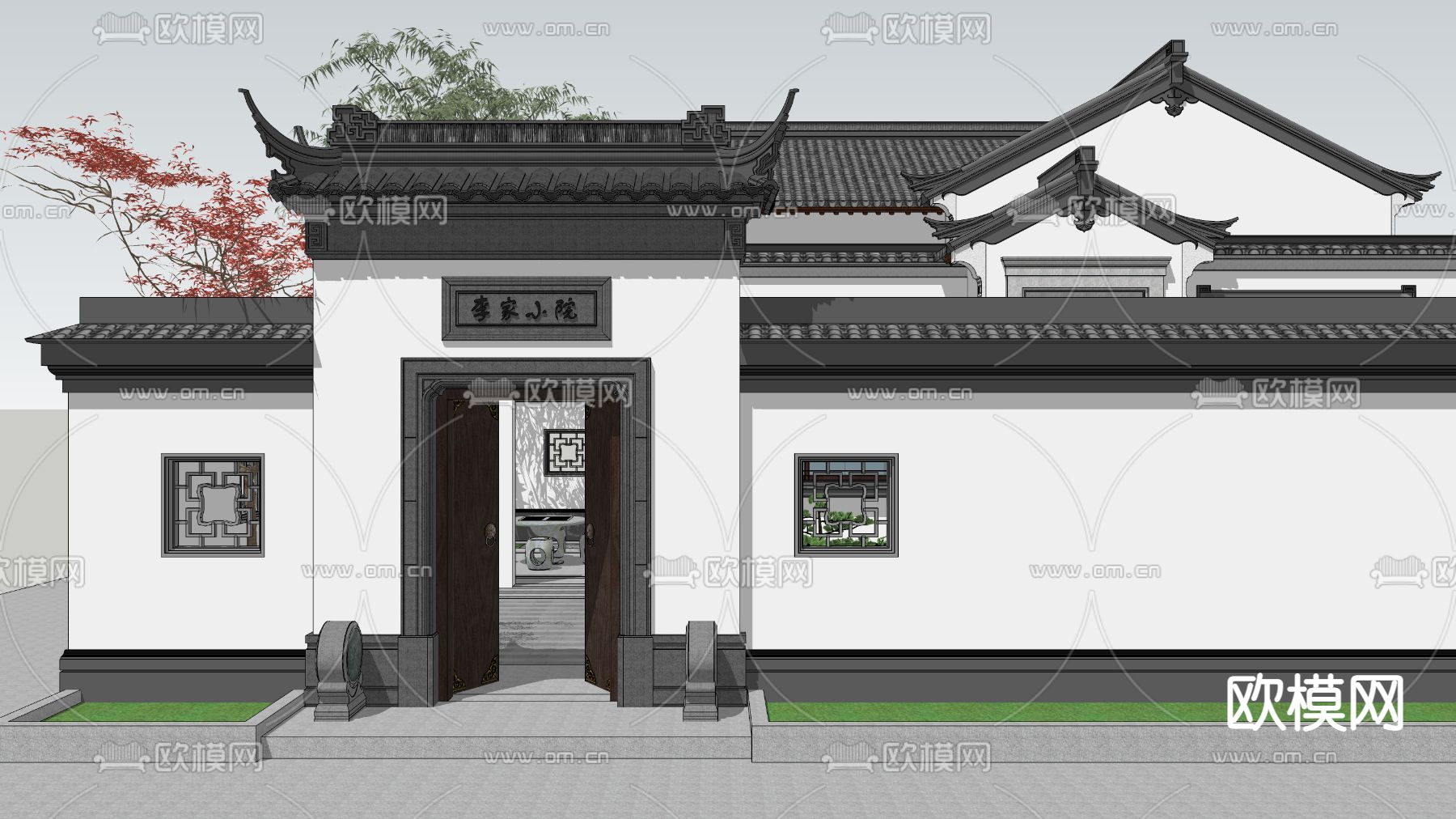 中式别墅su模型下载（渲染图2）