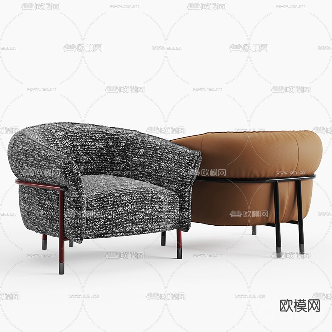 现代布艺单人沙发3d模型