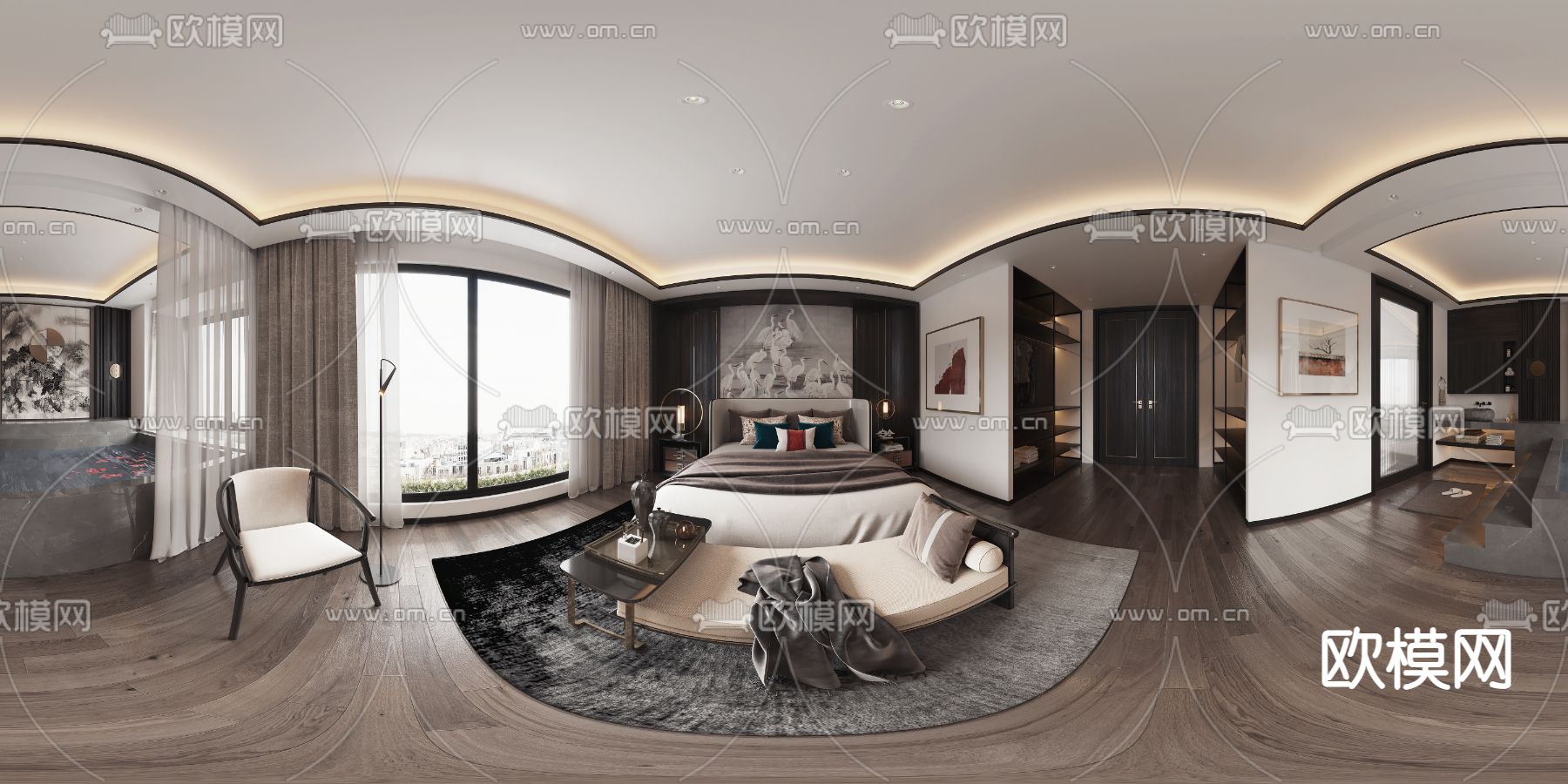 新中式酒店客房cr全景3d模型