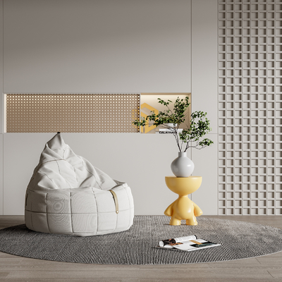  现代布艺懒人沙发su模型 