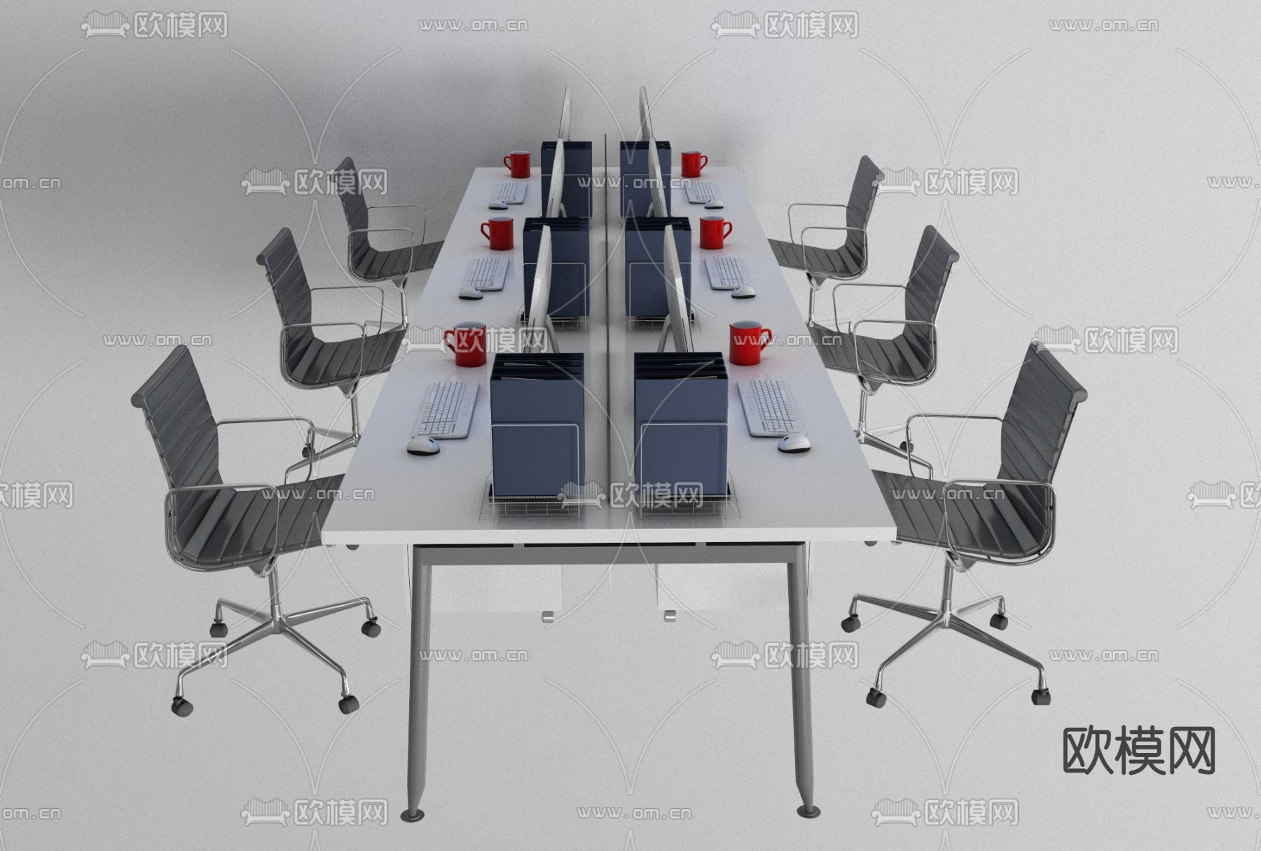 现代办公卡位免费3d模型下载