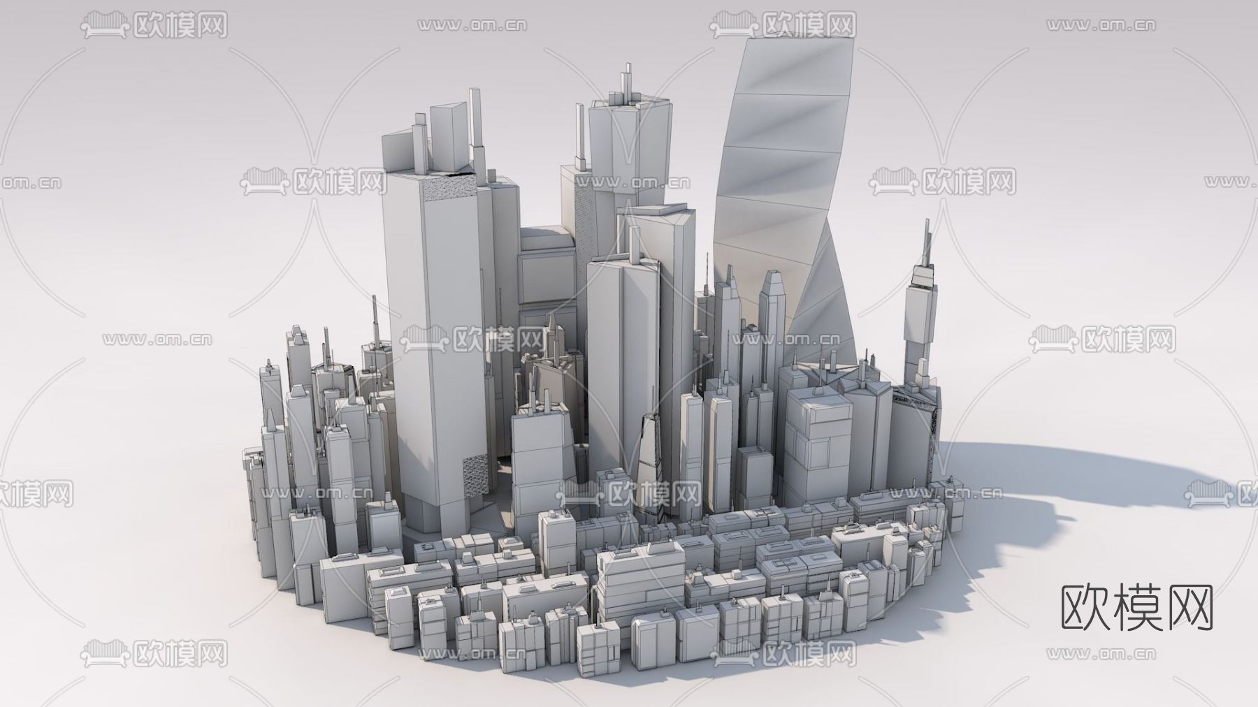 现代城市群鸟瞰免费3d模型下载