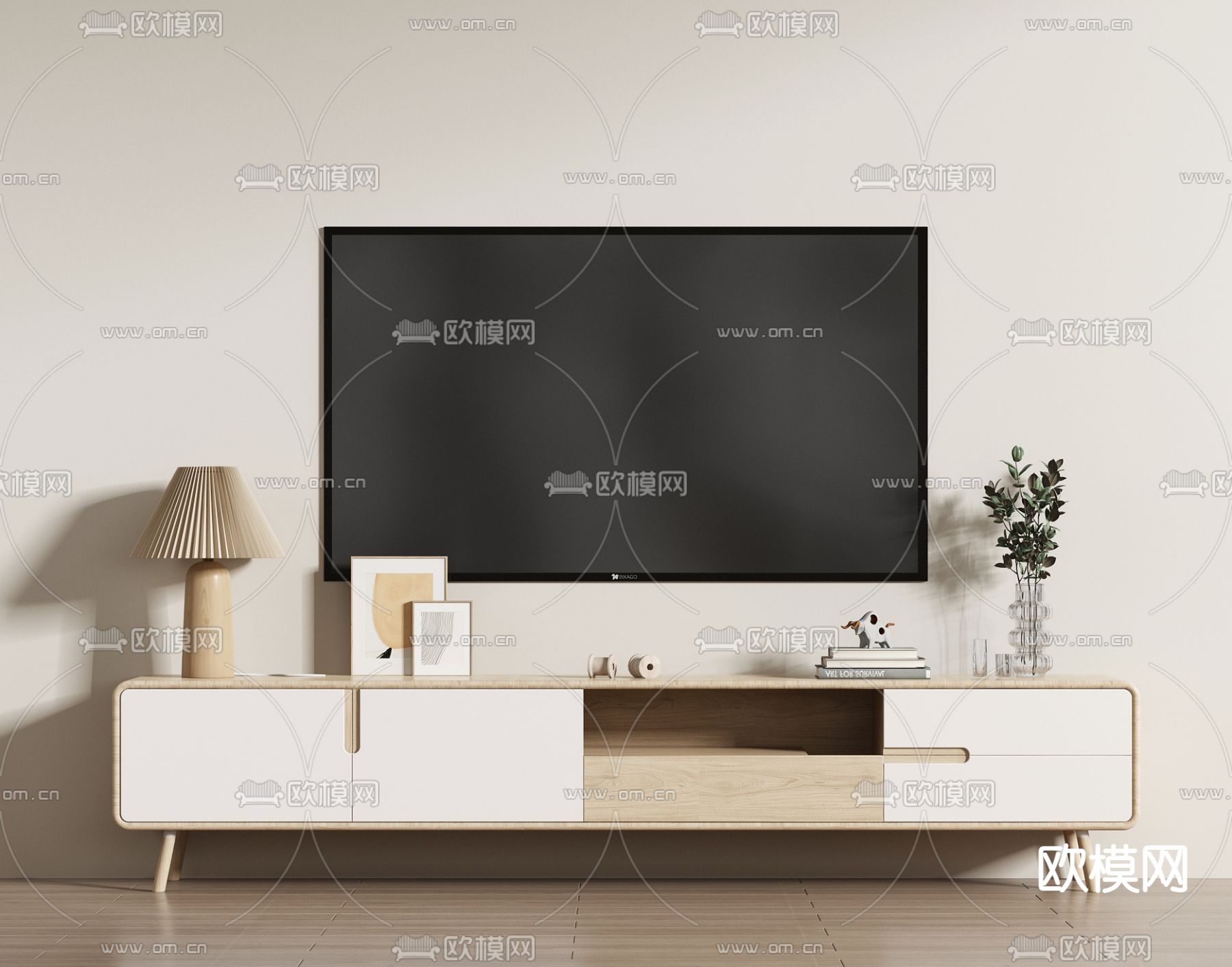 北欧原木电视柜3d模型
