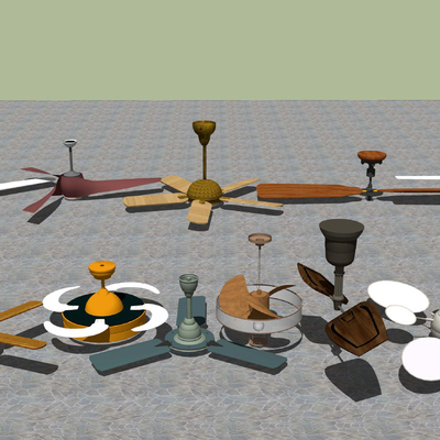  现代吊扇电风扇su模型 