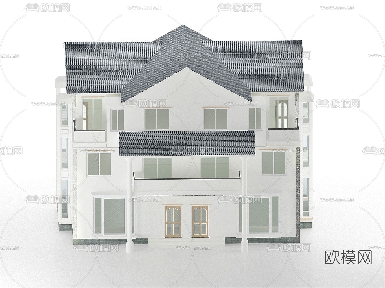 简欧独栋别墅外观免费3d模型下载