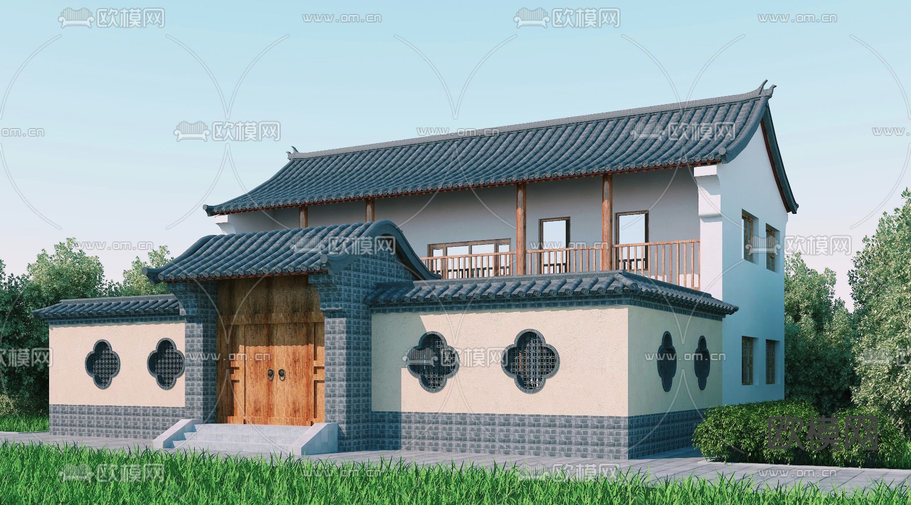 中式仿古建筑3d模型下载