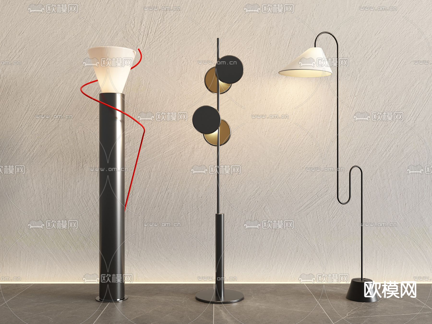 现代金属落地灯3d模型下载