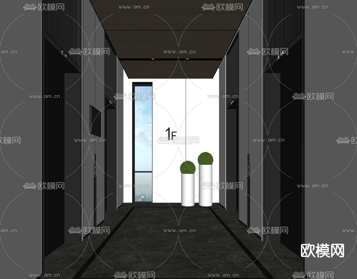 现代电梯间su模型下载