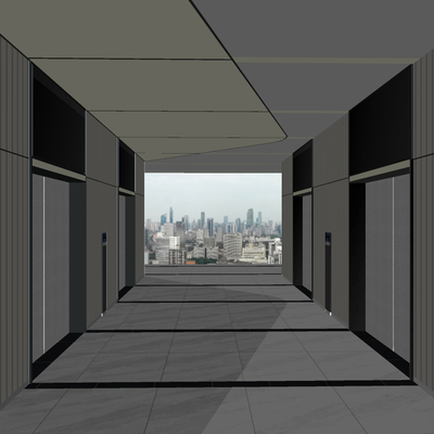  现代电梯间su模型 