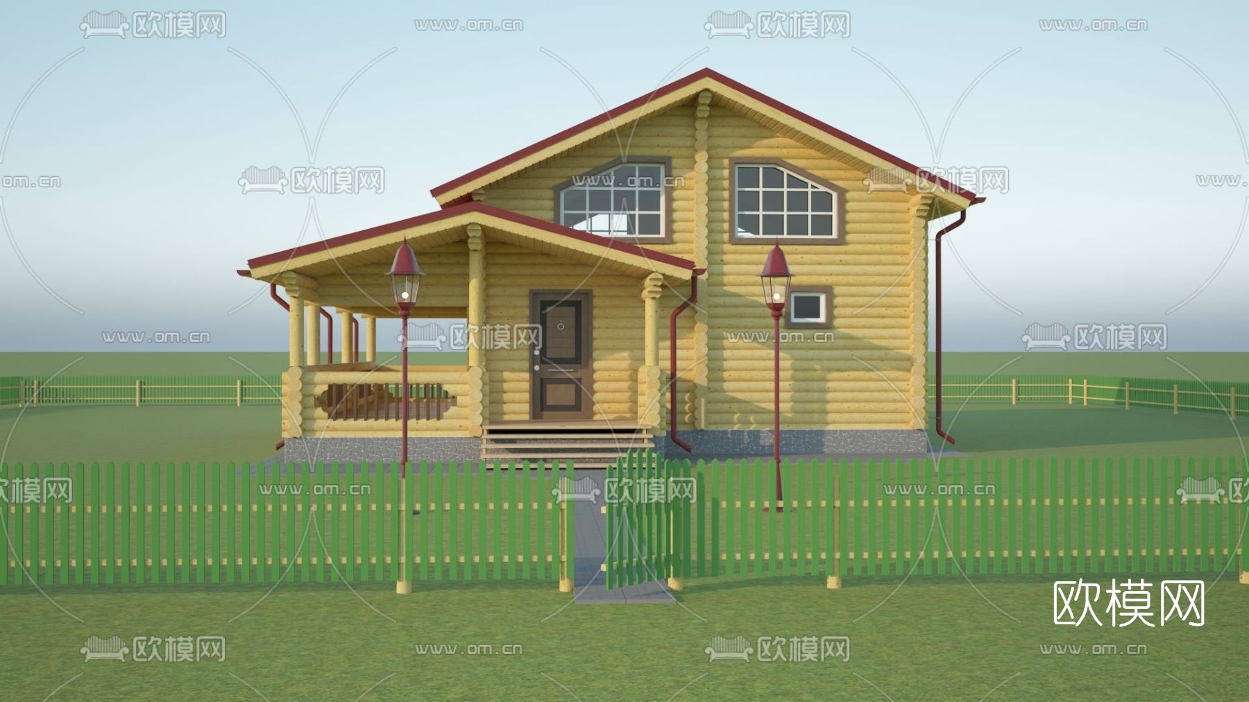 简欧独栋别墅外观免费3d模型下载