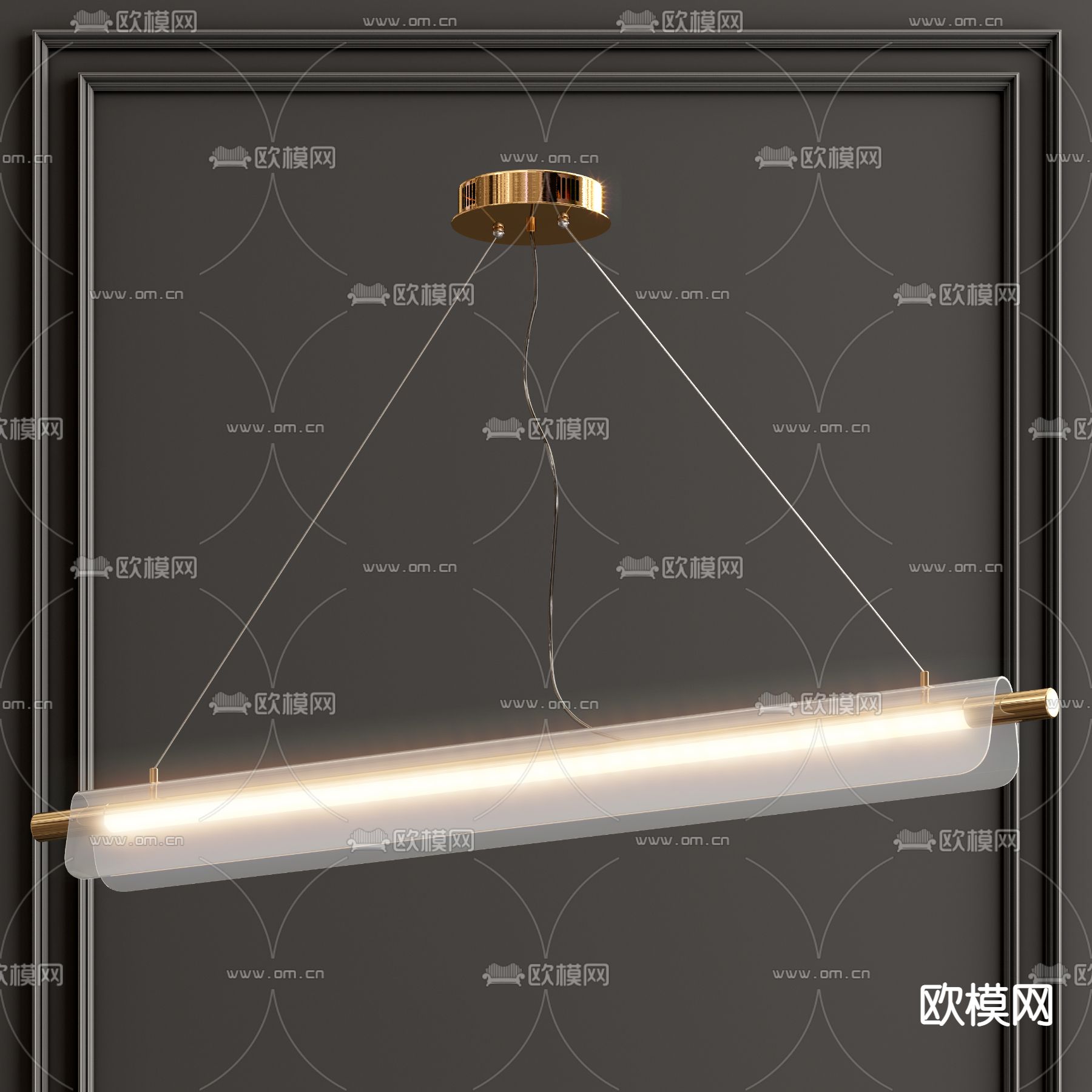 现代轻奢条形吊灯3d模型下载
