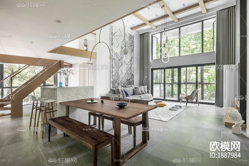 住宅臥室客廳cad施工圖下載(渲染圖4)