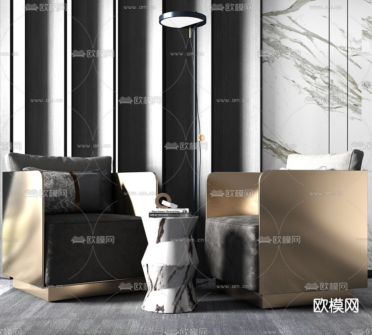 现代轻奢单人沙发su模型下载