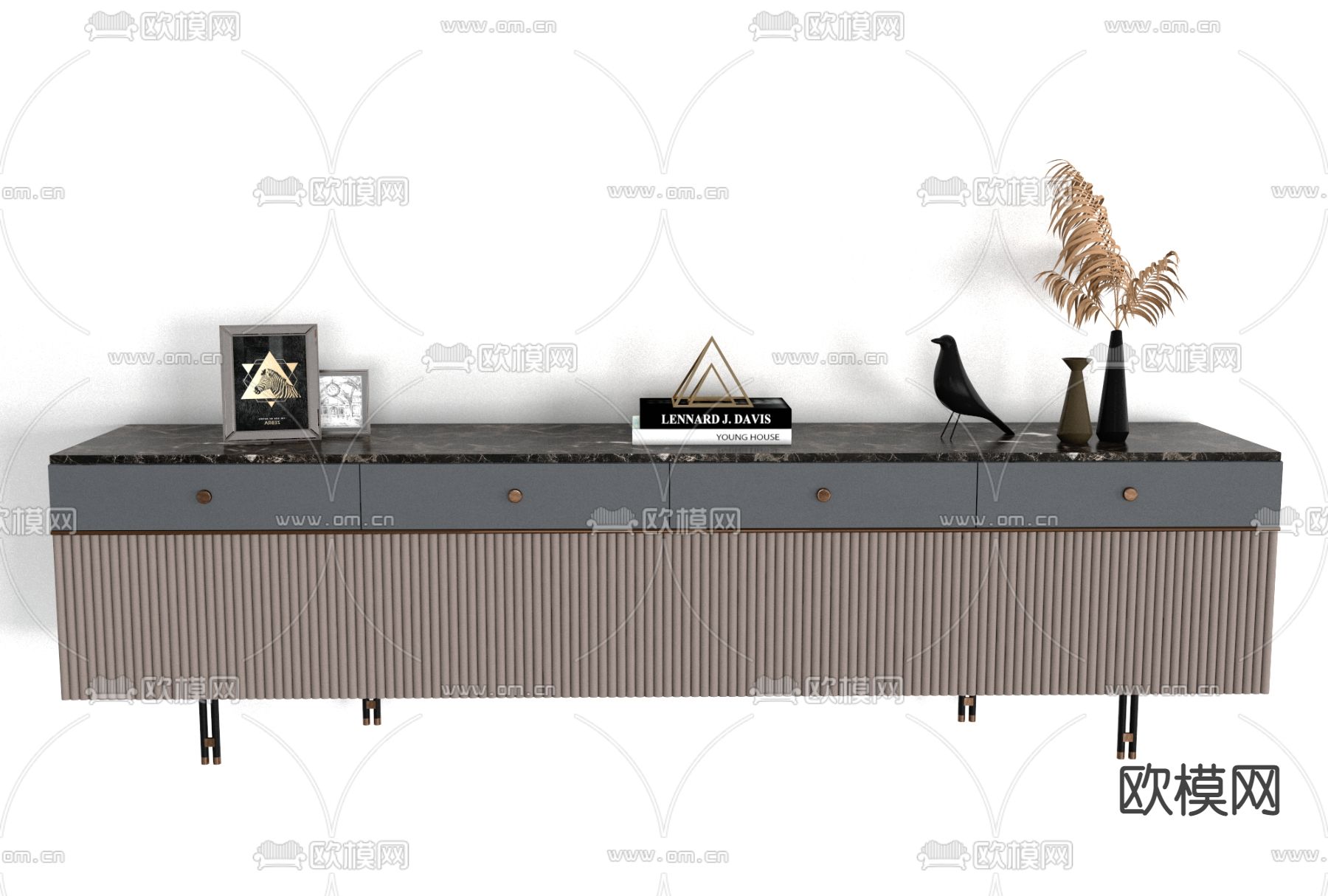 现代大理石电视柜免费3d模型下载