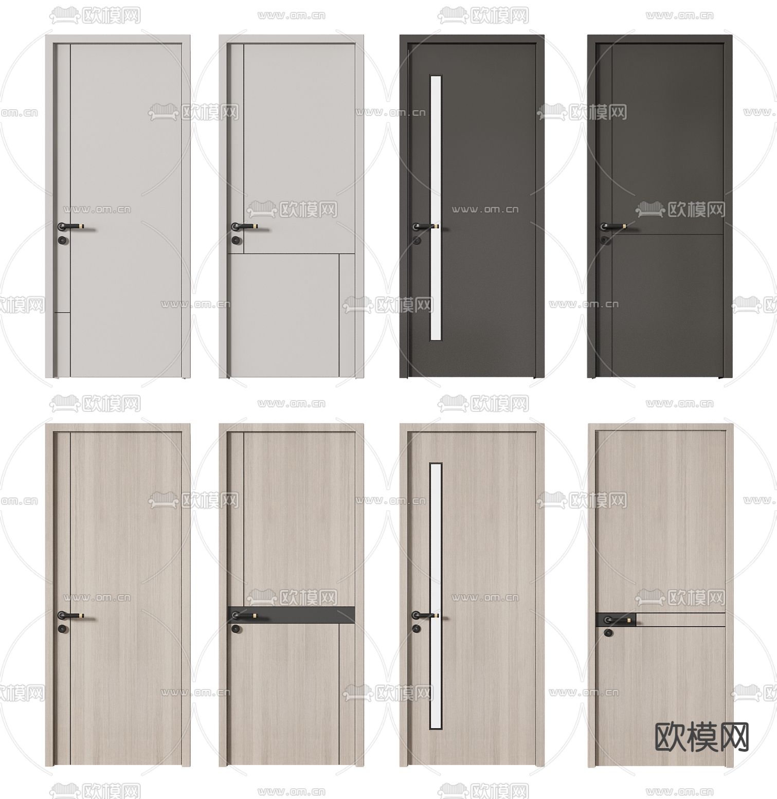 现代房门单开门su模型下载（渲染图1）