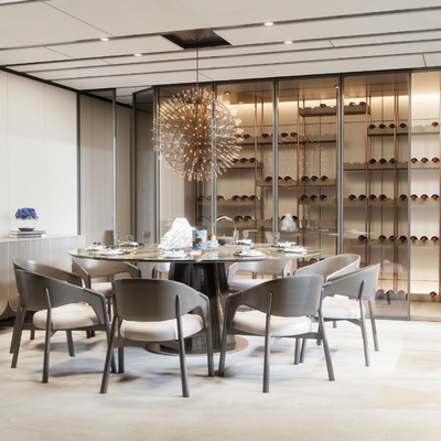  现代餐厅包间su模型 