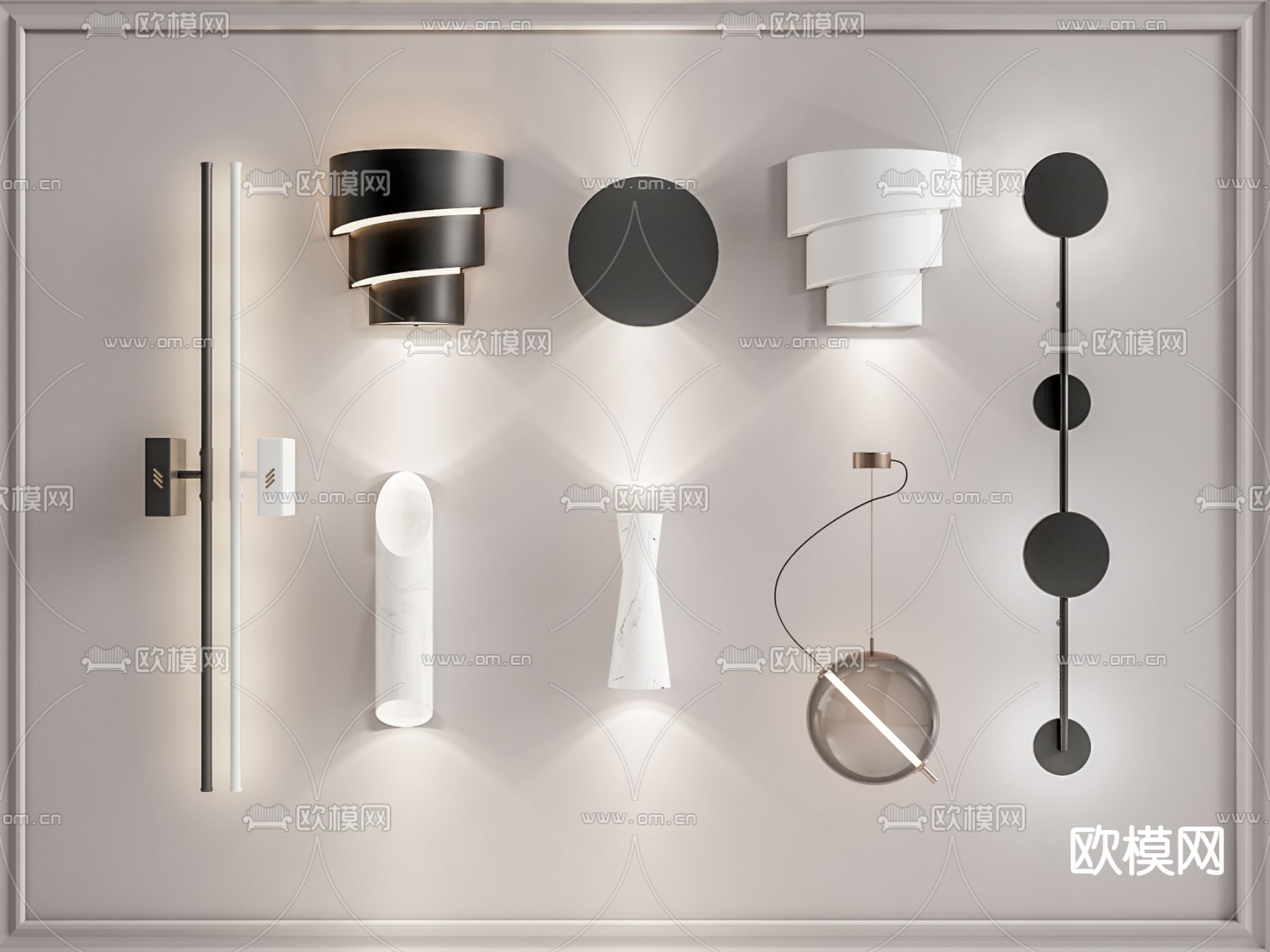 现代轻奢壁灯su模型下载（渲染图1）