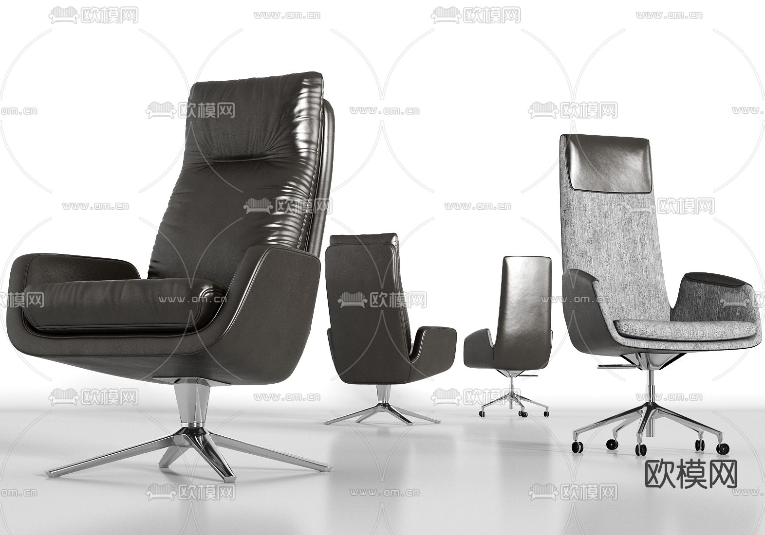 现代皮革办公椅su模型下载
