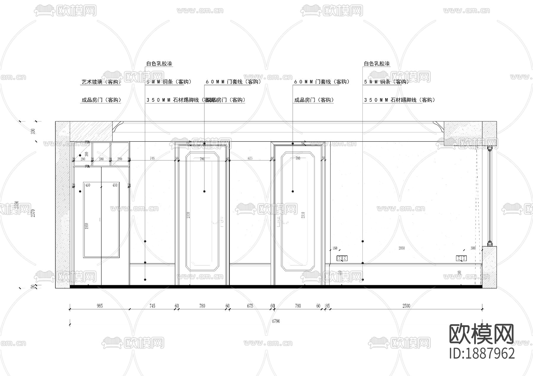 整装家居cad施工图下载（渲染图3）