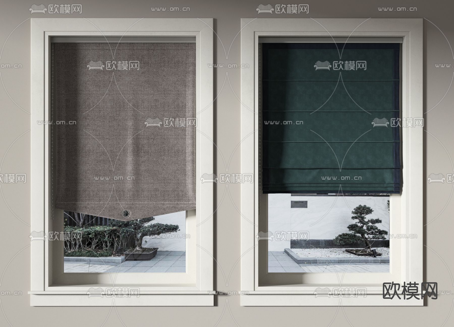 现代窗帘百叶帘3d模型下载（渲染图2）