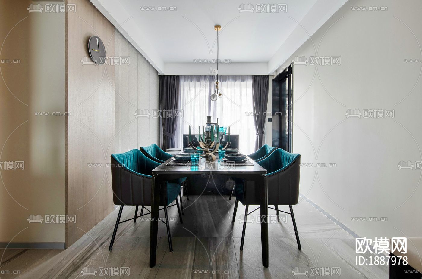 住宅卧室客厅cad施工图下载（渲染图4）