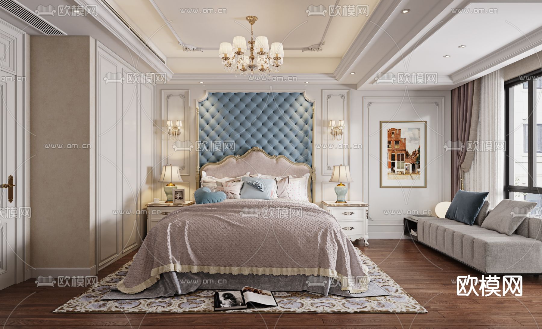 欧式卧室主人房3d模型下载