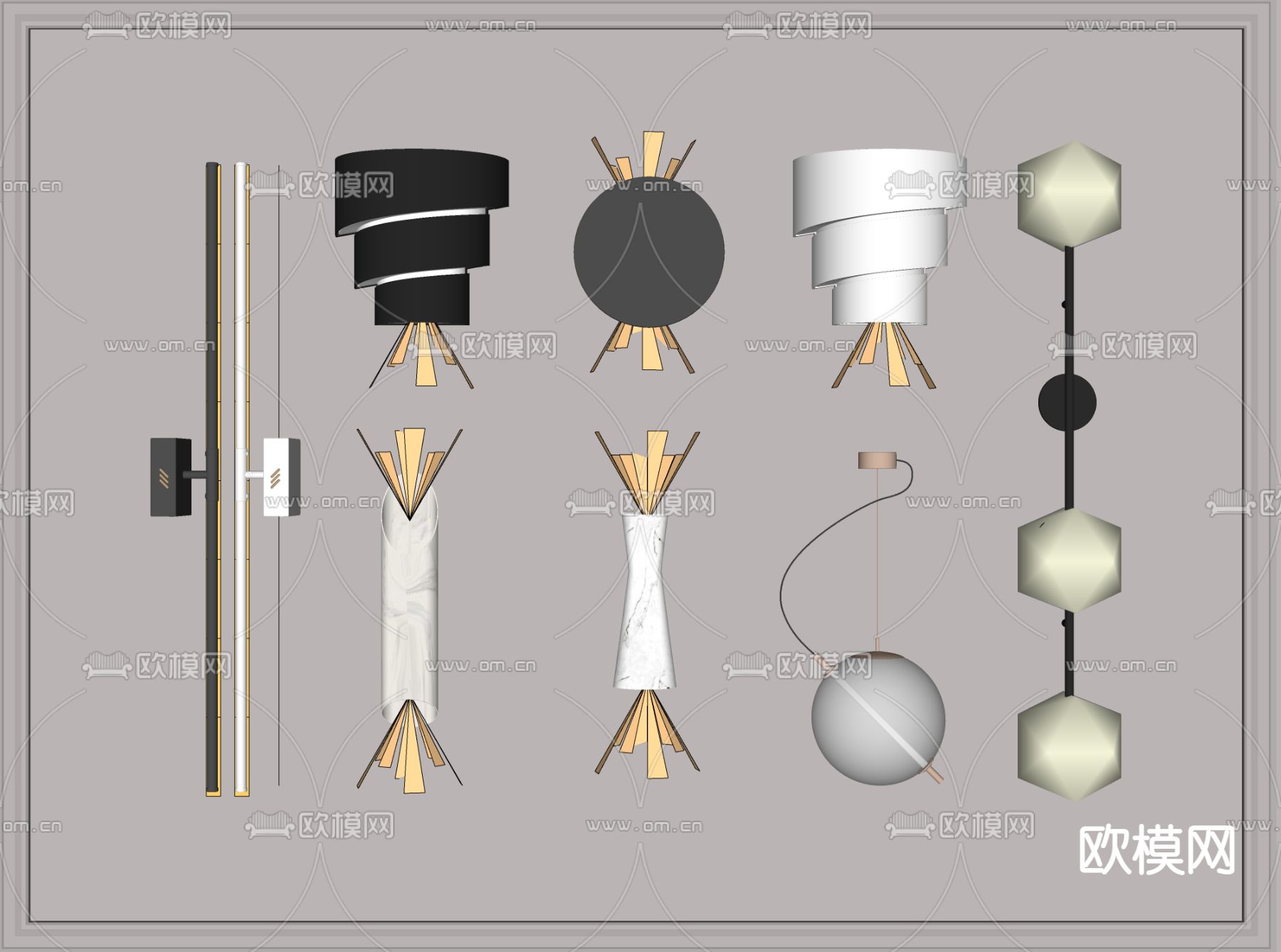 现代轻奢壁灯su模型下载（渲染图2）