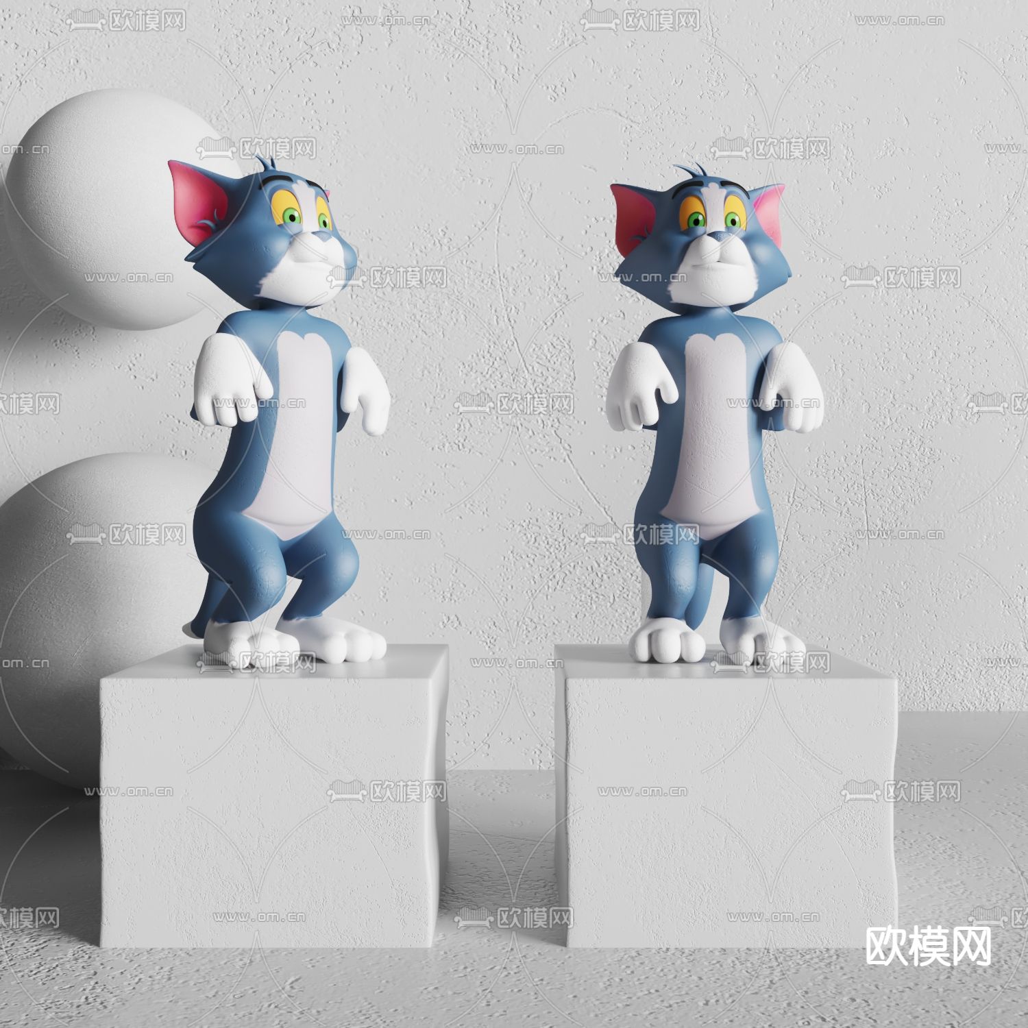 现代汤姆猫潮玩手办摆件3d模型下载