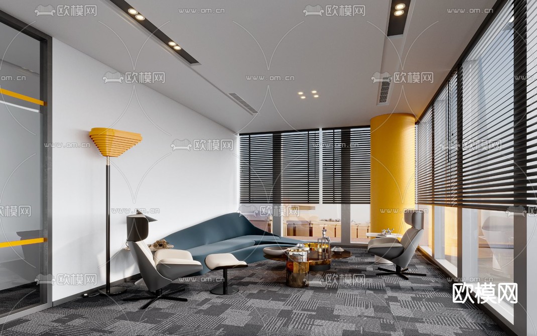 现代办公室会客室3d模型下载_ID11739408_3dmax免费模型-欧模网