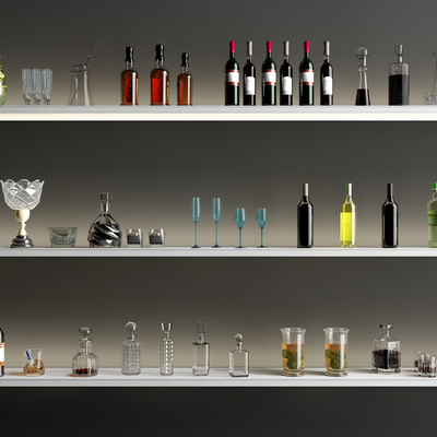  现代酒瓶酒水su模型 