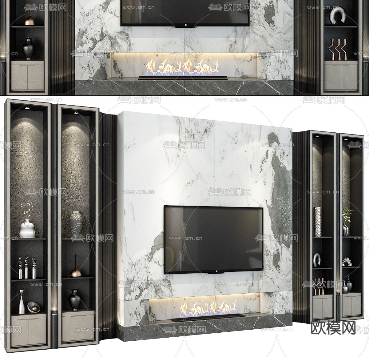 现代电视背景墙3d模型