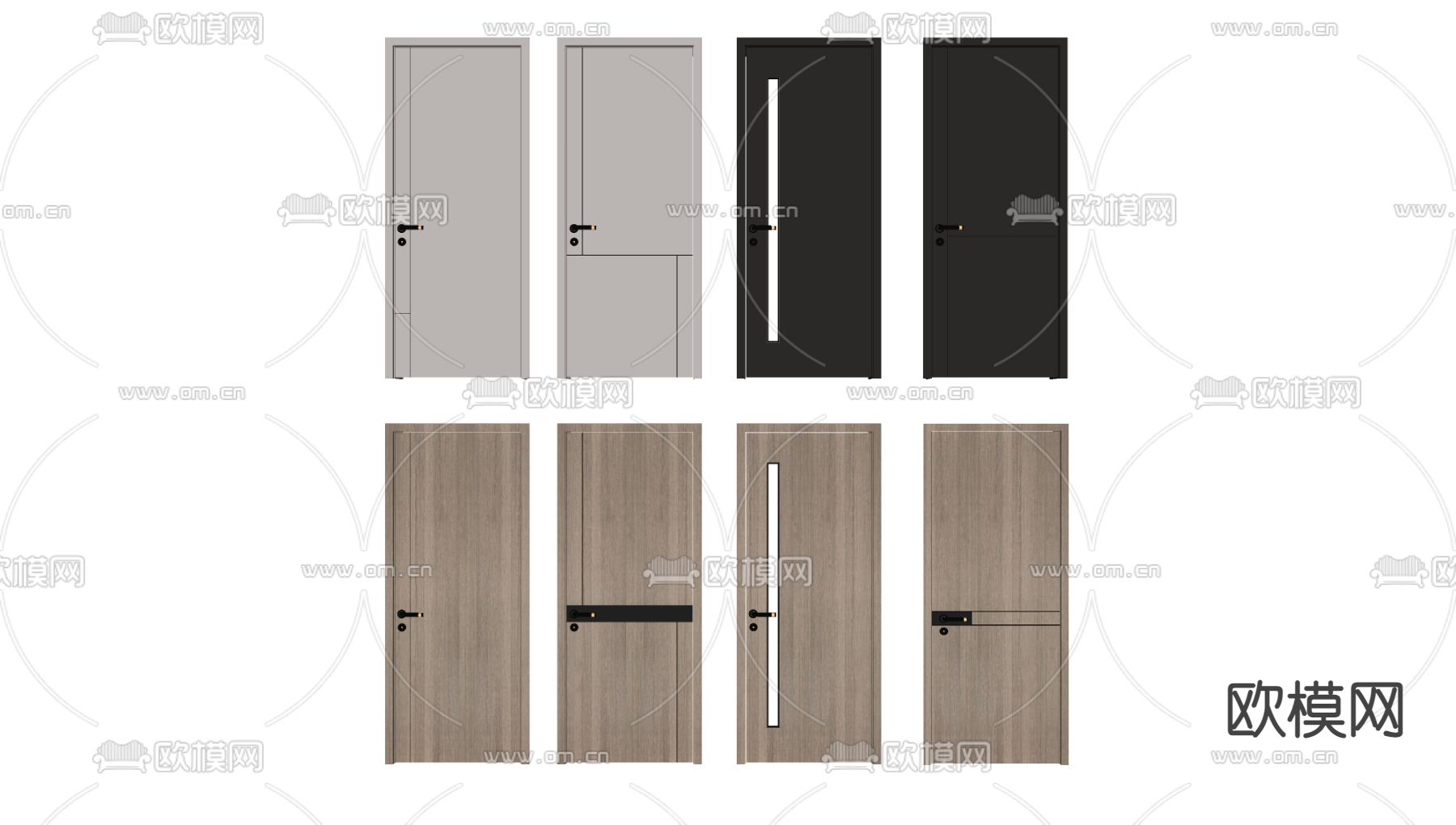 现代房门单开门su模型下载（渲染图2）