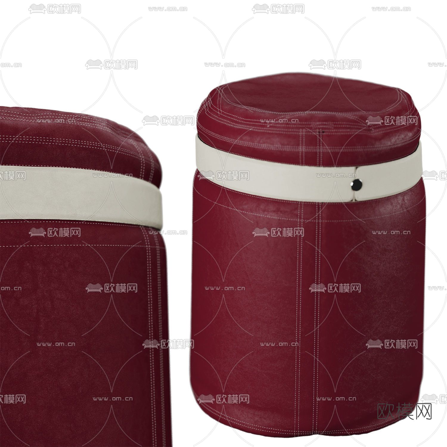 现代皮革沙发凳免费3d模型下载