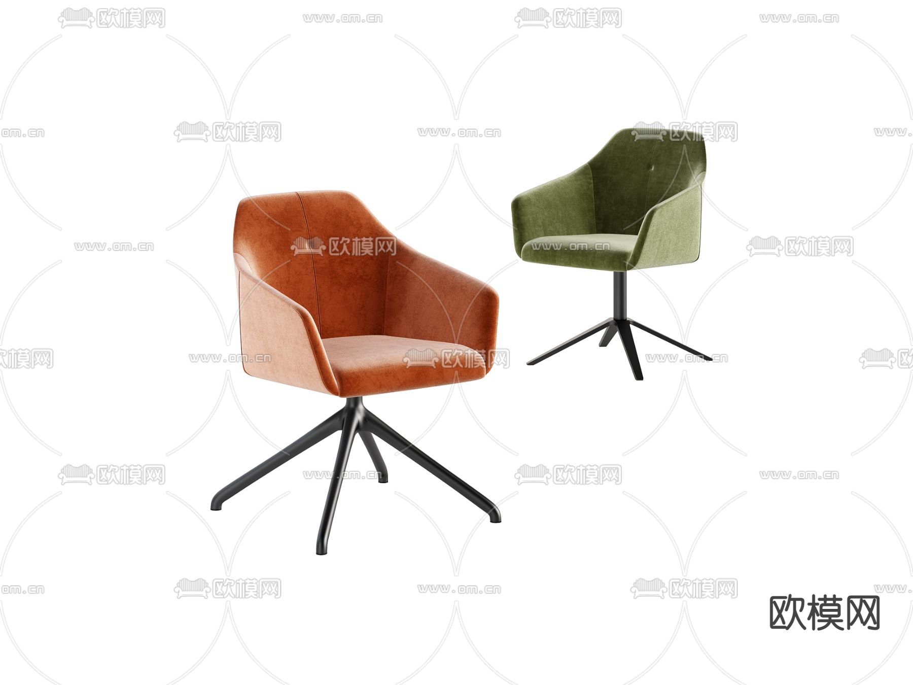 现代绒布办公转椅3d模型下载