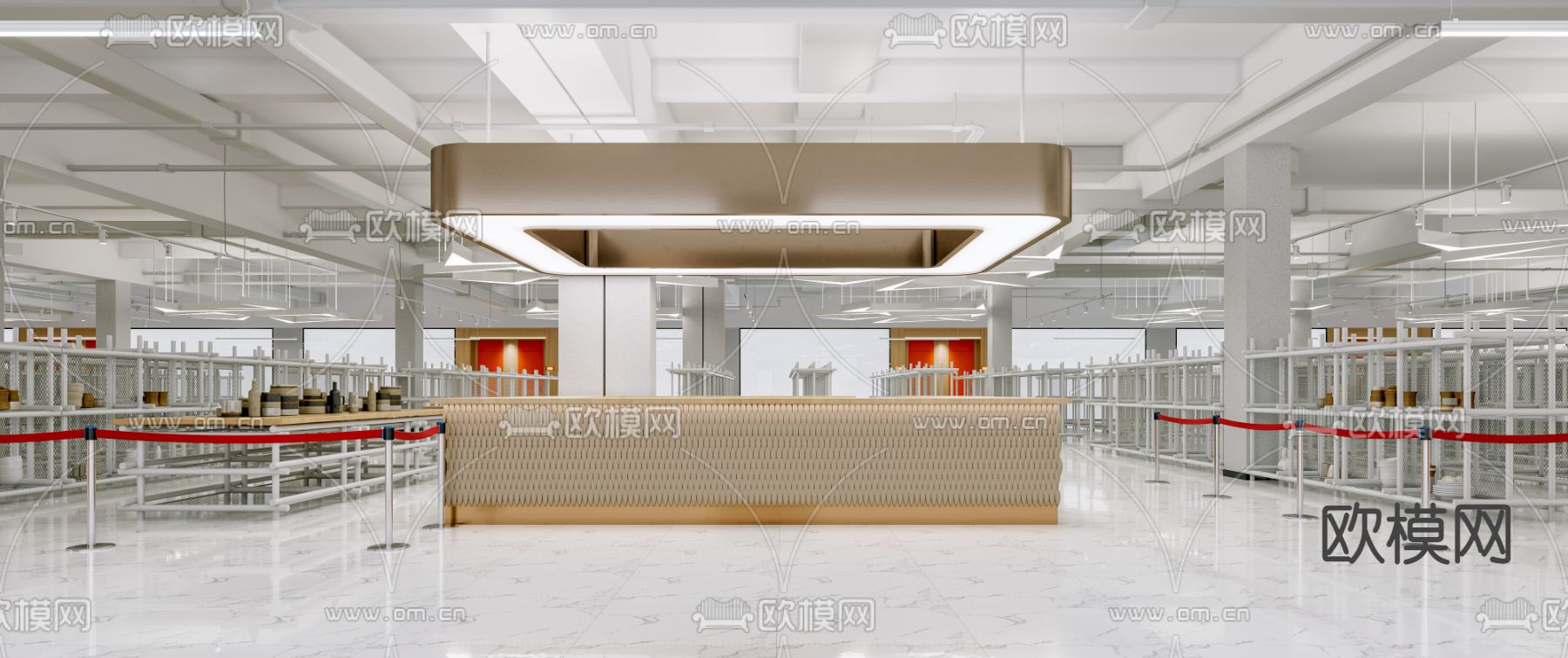 现代陶瓷货架仓库免费3d模型下载（渲染图1）