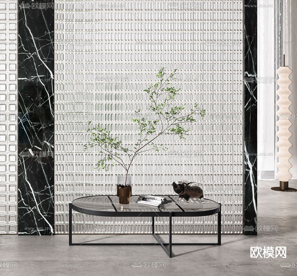 现代玻璃屏风隔断3d模型下载（渲染图2）