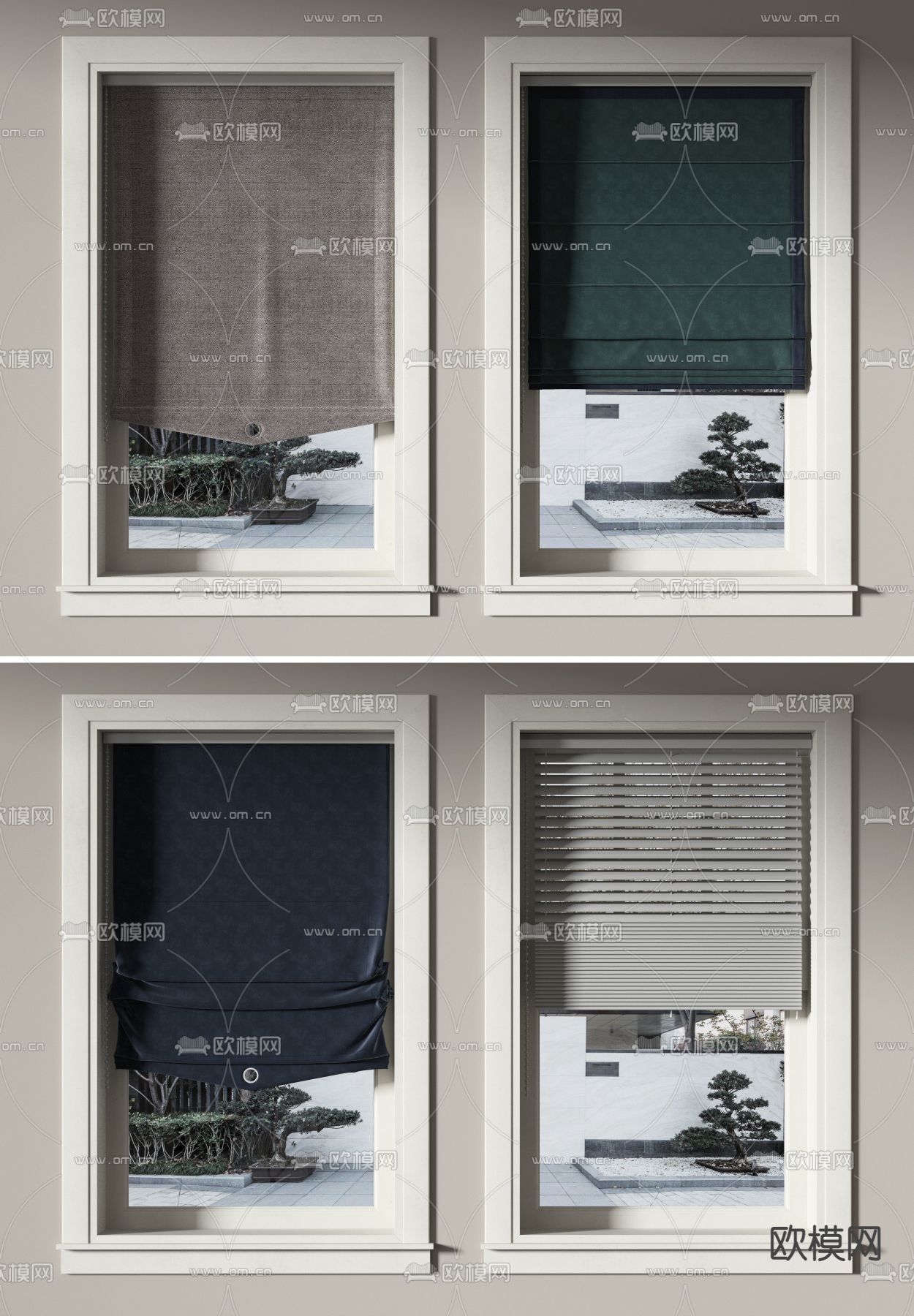 现代窗帘百叶帘3d模型下载（渲染图1）