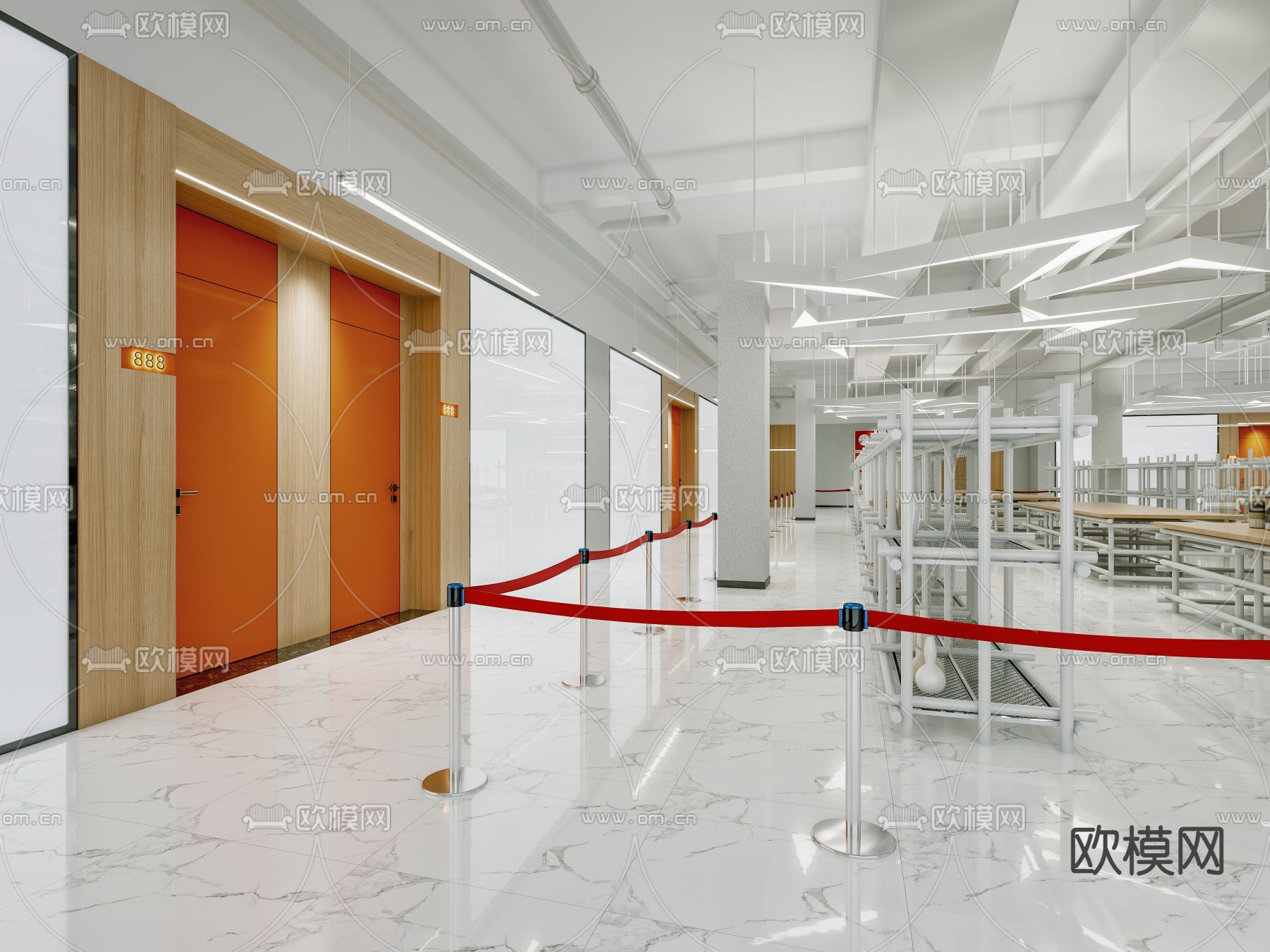 现代陶瓷货架仓库免费3d模型下载（渲染图4）