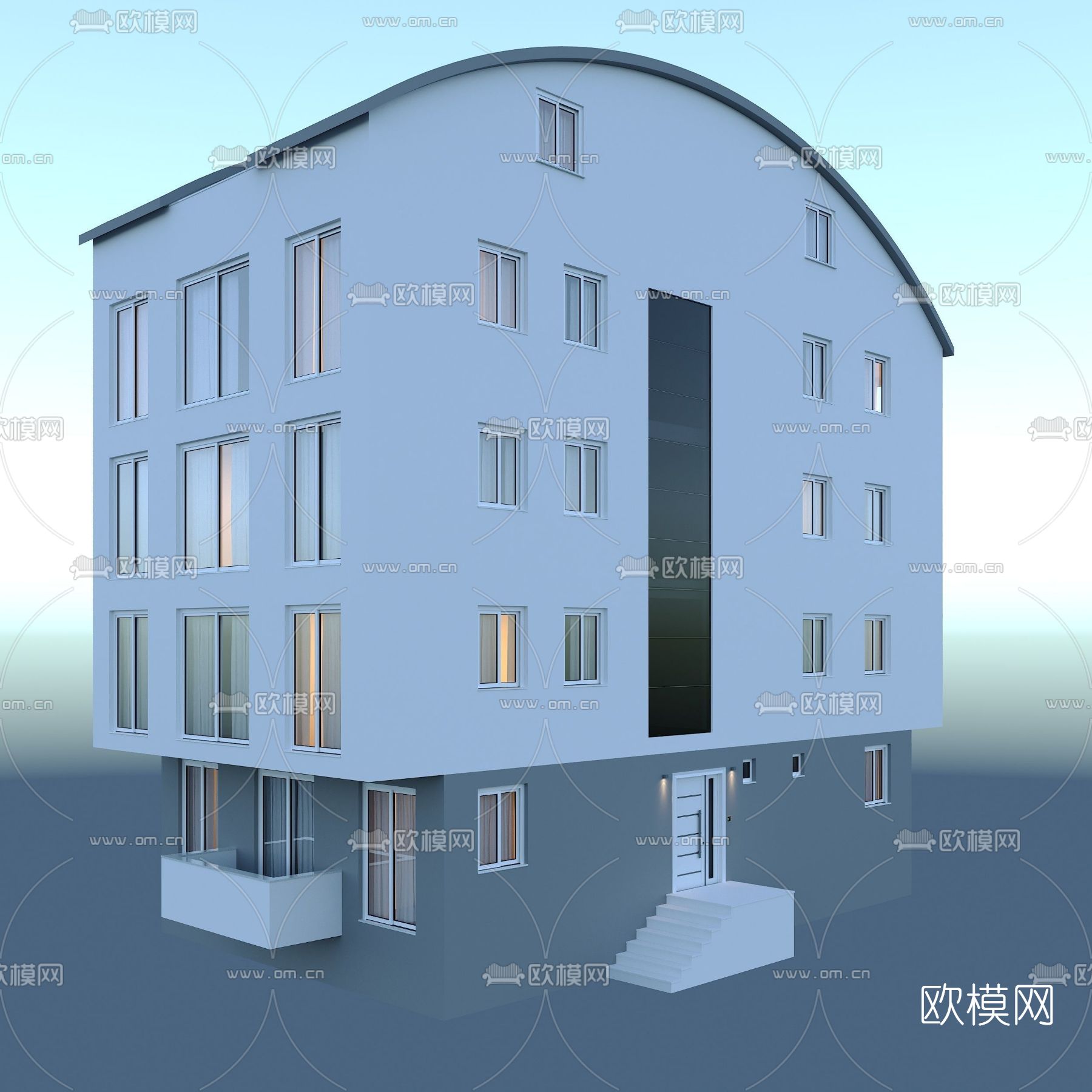 现代独栋别墅外观免费3d模型下载