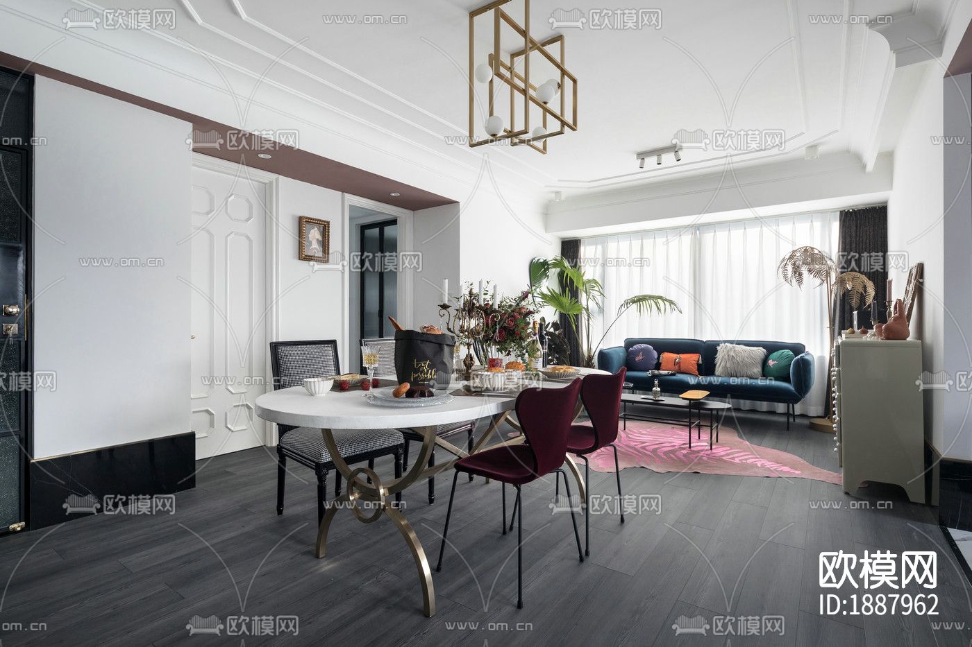 整装家居cad施工图下载（渲染图4）